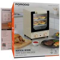 Porodo Lifestyle Vertical Design Temp Glass Mini Oven - White